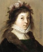 Portrait of a Young Girl as Flora - Cornelis Van Poelenburgh