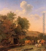 A Landscape with Cows, Sheep, and Horses by a Barn 1651 - Paulus Potter
