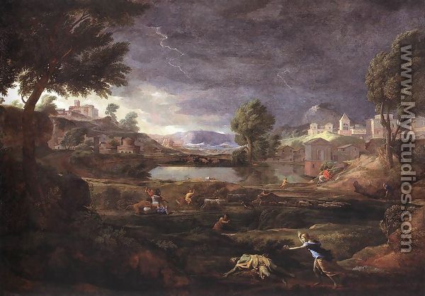 Strormy Landscape with Pyramus and Thisbe 1651 - Nicolas Poussin