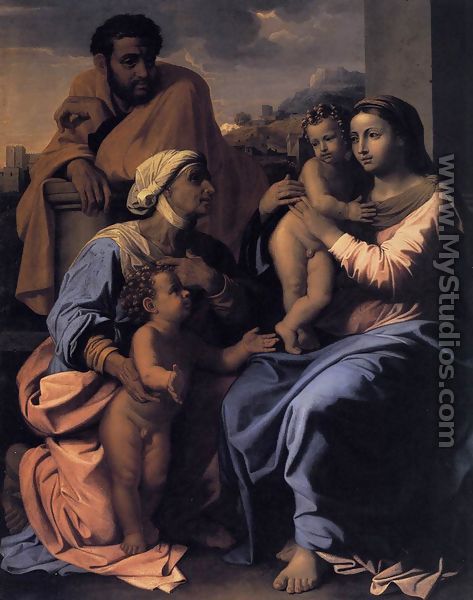 The Holy Family with St Elizabeth and John the Baptist c. 1655 - Nicolas Poussin