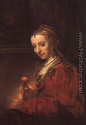 Lady with a Pink - Rembrandt Van Rijn