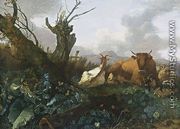 Cow, Goats and Sheep in a Meadow - Willem Romeijn