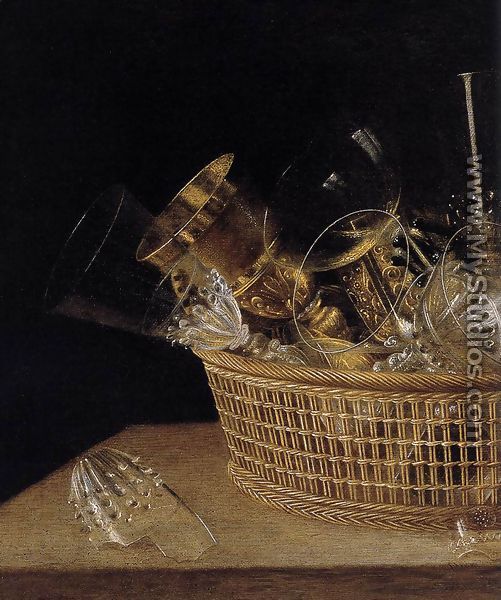 Still-Life of Glasses in a Basket (detail) 1644 - Sebastien Stoskopff