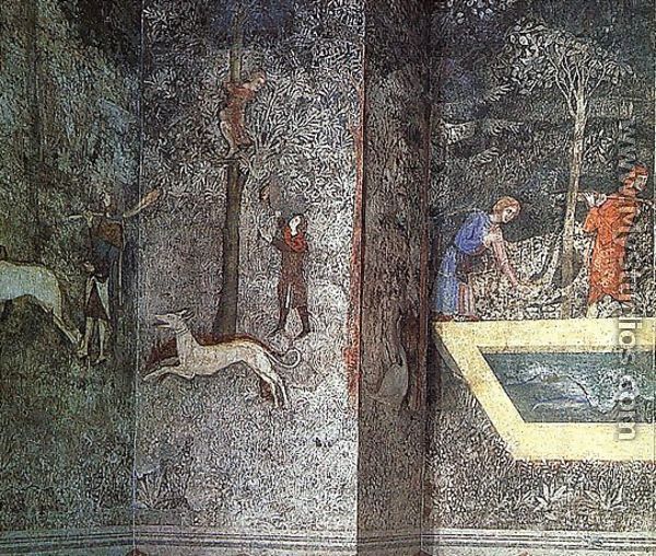 Scenes of Country Life - "Fishing in a Fish Pond" - detail of left side 1343 - Italian Unknown Master
