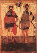 Icon of St Theodore Stratilates and St Theodore Tyron (15th century) - Russian Unknown Masters