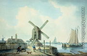 A Shore Scene with Windmills and Shipping - William Anderson