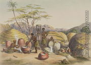 Gudu's Kraal at the Tugala, Women making Beer, plate 26 from 'The Kafirs Illustrated', 1849 - George French Angas