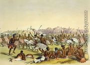 Zulu Hunting Dance near the Engooi Mountains, plate 14 from 'The Kafirs Illustrated', 1849 - George French Angas