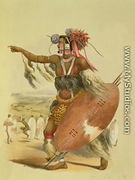 Zulu warrior, Utimuni, nephew of Chaka the late Zulu king, plate 13 from 'The Kafirs Illustrated', 1849 - George French Angas