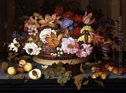 Still Life of Fruit and a Basket of Flowers, 1623 - Balthasar Van Der Ast