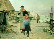 Fisherfolk Returning with their Nets, Etretat 1882 - Henry Bacon
