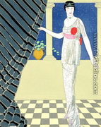 My Guests have not Arrived, illustration of a woman in a dress - Georges Barbier