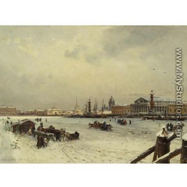 View of St. Petersburg in winter, with the cuppola of St. Isaac