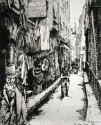 Parisian street, from 'Du Ier au XXeme- Les Arondissements de Paris...', 1903 - Eugene Bejot