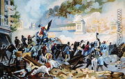 Wallonian volunteers attacking on 23rd October 1830 during the Dutch invasion of Belgium to try to reassert control - Belgian School