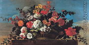 Wicker Basket of Flowers - Jean Baptiste Belin de Fontenay