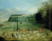 The Duc D'Orleans hunting party at the Chateau De Saint Cloud - Jacques Bertaux