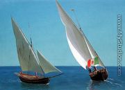Sailing vessels off Capri - Albert Bierstadt