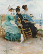 Damer och kavaljer vid stranden 1883 - Hugo Birger