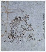 A Seated Woman with Two Children - Giuseppe Bernardino Bison