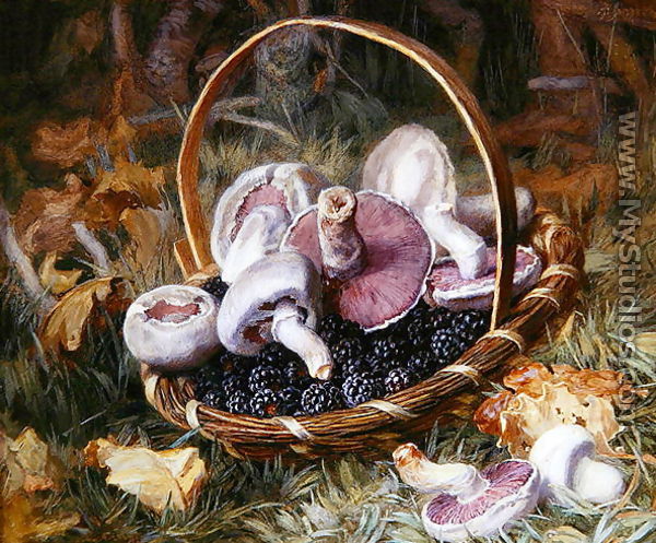 A Basket of Wild Mushrooms and Blackberries - Jabez Bligh