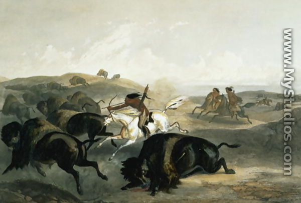 Indians Hunting the Bison, plate 31 from Volume 2 of 