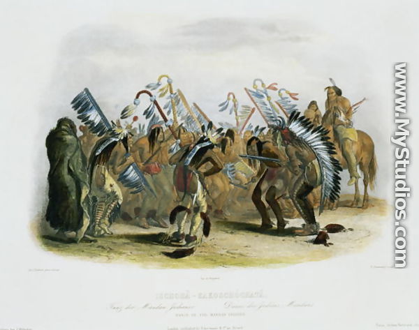 Ischoha-Kakoschochata, Dance of the Mandan Indians, plate 25 from volume 1 of `Travels in the Interior of North America
