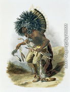 Pehriska-Ruhpa, Minatarre Warrior in the Costume of the Dog Dance, plate 23 from Volume 2 of 'Travels in the Interior of North America' 1844 - Karl Bodmer