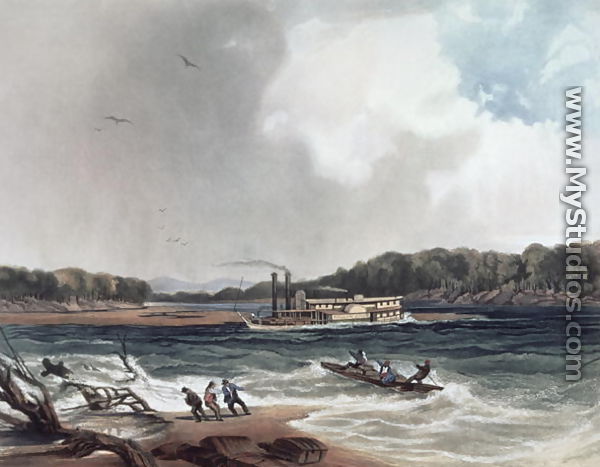 The Steamer Yellow-Stone on the 19th April 1833, plate 4 from volume 2 of `Travels in the Interior of North America, 1832-34