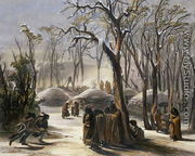 Winter Village of the Minatarres, plate 26 from Volume 2 of 'Travels in the Interior of North America', 1844 - Karl Bodmer