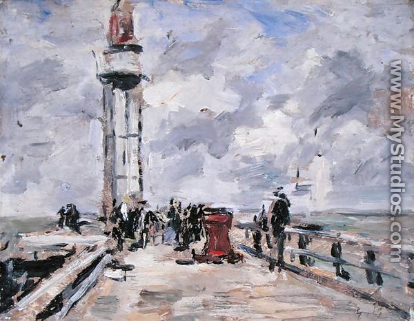 The Jetty and Lighthouse at Honfleur c.1885-90 - Eugène Boudin