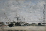 Vessels and Horses on the Shoreline - Eugène Boudin