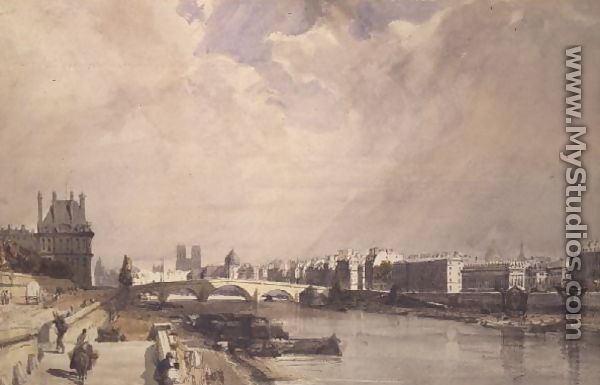View along the Seine with the Pont Royal and the Pavilion de Flore, Tuileries - Thomas Shotter Boys