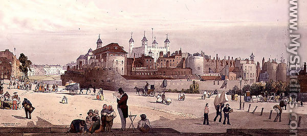 View of the Tower of London and the Royal Mint from Great Tower Hill, 1842 - Thomas Shotter Boys