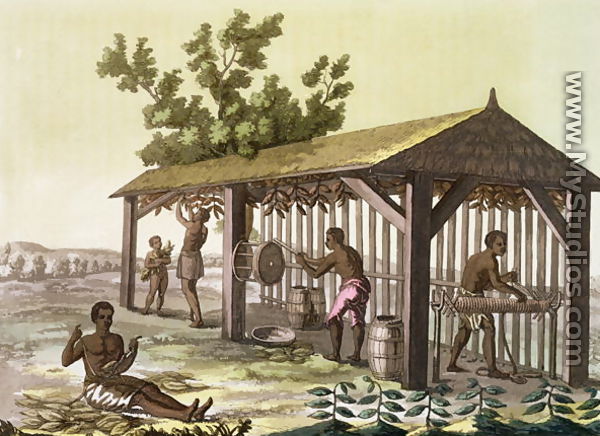 Slaves preparing tobacco, Virginia, America, c.1790, from 