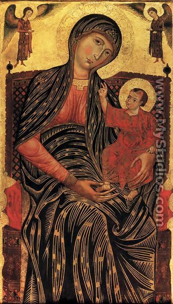 Virgin and Child Enthroned with Two Angels 1270s - Master of Magdalen