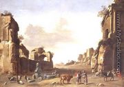 Classical Ruins with Peasants Watering their Animals - Bartholomeus Breenbergh