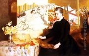 Lady With Japanese Screen and Goldfish (Portrait of the Artist's Mother) - James Cadenhead