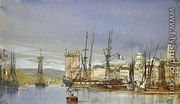 Marseilles, Shipping at Anchor and a Merchant Ship Becalmed, 1836 - William Callow