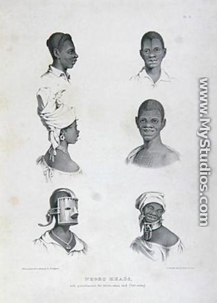 Negro Heads with punishments for Intoxication and Dirt-eating, from 