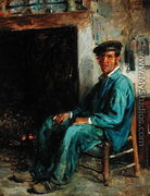 A Peasant in Front of a Hearth, 1859 - Adolphe-Felix Cals