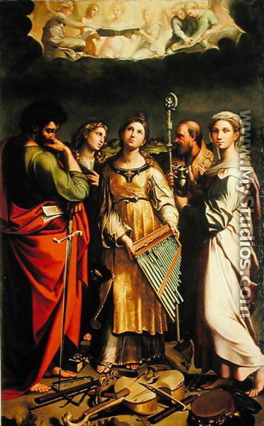 St. Cecilia surrounded by St. Paul, St. John the Evangelist, St. Augustine and Mary Magdalene, after Raphael - Claude Andrew Calthrop
