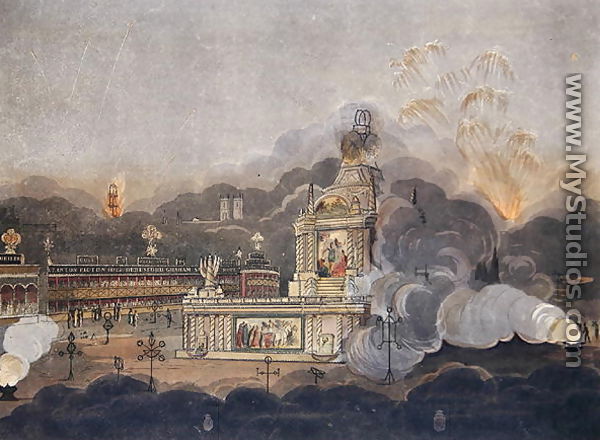 A View of the Temple of Concord in the Green Park, 1st August 1814 - Frederick Calvert
