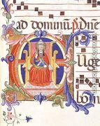 Ms 572 f.125r Historiated initial 'E' depicting St. Peter as the first bishop of Rome from an antiphon from Santa Maria del Carmine - Don Simone Camaldolese
