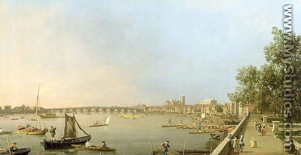 The Thames from the Terrace of Somerset House, looking upstream Towards Westminster and Whitehall, c.1750 - (Giovanni Antonio Canal) Canaletto
