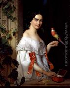 Portrait of a Lady with a Parakeet, 1856 - August (Agost Elek) Canzi