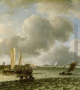 Boats on Ruffled Water - Jan Van De Capelle