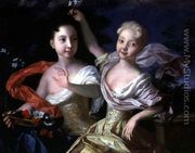 Portrait of the Princesses Anna Petrovna (1708-28) and Elizabeth Petrovna (1709-62) 1717 - Louis Caravaque