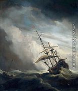 Ship in High Seas Caught by a Squall - Willem van de, the Younger Velde
