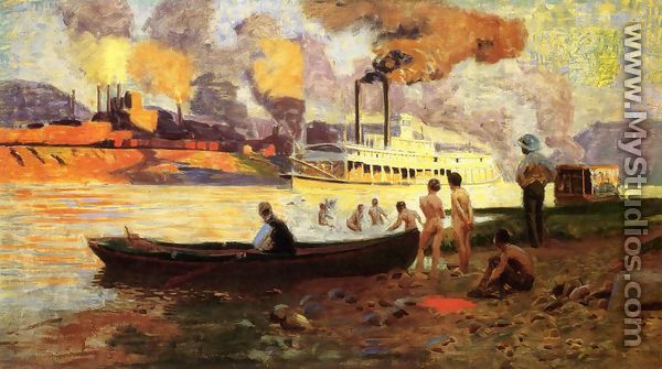 Steamboat on the Ohio - Thomas Pollock Anschutz
